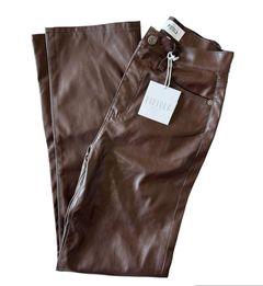 NWT Pistola x Revolve Cassie Leather High Rise Straight Leg Chocolate Brown Pant