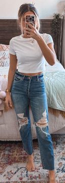 Distressed Slim Straight Jeans 