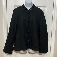 Sandro Studio cotton black ruffle zip up jacket size 3X