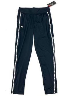 Under Armour Women's Black Taped Heat Gear Loose Pants Medium NEW