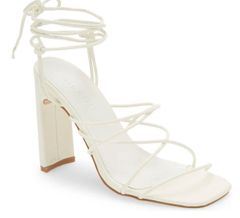 billini white strap up heels