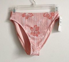 Roxy Size M High Cut Floral Print Pink Swim Bottom New NWT