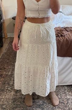 white eyelet maxi skirt