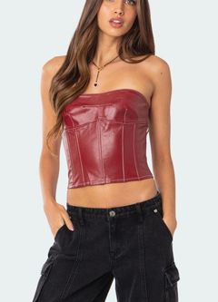 Red Leather Corset Top