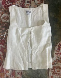 White Linen Vest Top