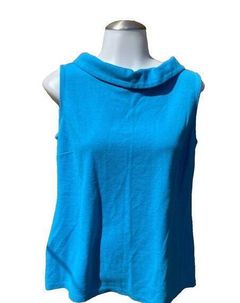 Talbots Womens Turquoise Blue Sleeveless Collared Summer Casual Top Size Medium