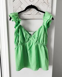 Green Ruffle Sleeve Blouse