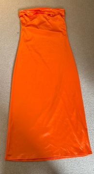 Strapless Orange Silk Dress