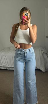 High Rise Crop Wide Leg Jeans