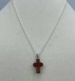 Vintage goldstone cross pendant on sterling chain