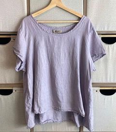 FLAX lavender linen trapeze short sleeve