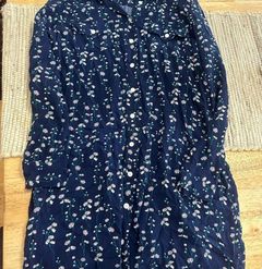 Draper James Daisy Vine Blue Button Front Shirt Dress Size 8