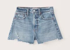 Abercrombie Curve Love 90s High Rise Cutoff Shorts Light Medium Ripped