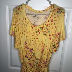 Torrid Dress Women 3X Plus Yellow Floral Super Soft Knit Tiered Spring Stretch