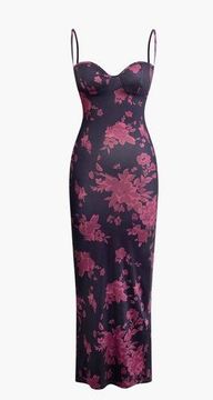 Micas Long fitted dress with floral print