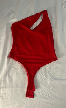 One Shoulder Red Bodysuit