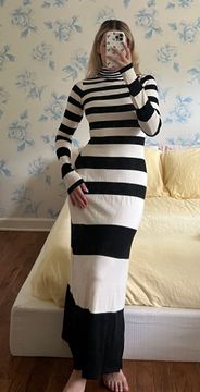 Dress Black White Stripe