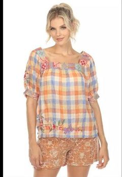 Johnny Was Workshop Petunia Square Neck Park Blouse Boho Chic W18823