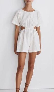 New Madewell Cutout Romper in Seersucker Size XXSmall