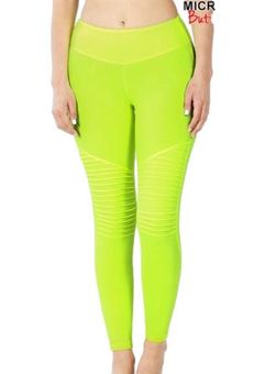 Zenana Outfitters NWOT Microfiber Moto Legging Neon Yellow/Lime