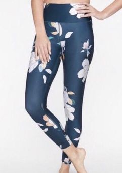 Athleta Floral Elation Blue Mid Rise 7/8 Tights Leggings Women's