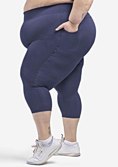 Pop Fit Jane Crop Navy Blue Athletic Side Pockets Leggings Plus Size XXXL -  $23 New With Tags - From Gianna