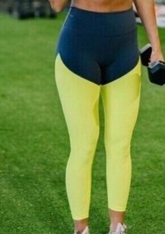 Zyia Leggings 14 16 Neon Yellow Parallel Luxe High Rise 7/8 Ruched Ribbed  Womens - $45 - From Jamie