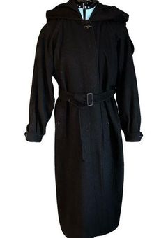 Burberry Vintage Speciality Black Cape Coat Wool Alpaca Women's