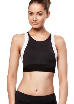 NEW Lilybod XS Petta Color Block High Neck Racerback Sports Bra Black White