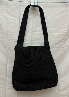 The Sak Elliott Lucca Black Hand Crocheted Shoulder Hand Bag Nylon