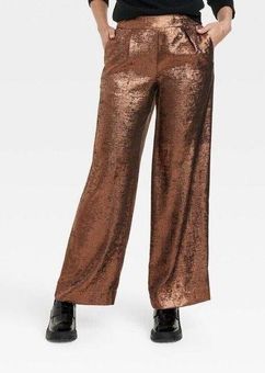 A New Day Women's Size XL Copper High-Rise Metallic Wide Leg