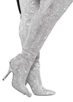 Publicity stunt top thigh high boots
