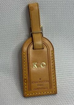 Louis Vuitton Name Tag w/ MT Initials Natural Vachetta Large