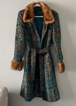 Tapestry Shearling Coat 