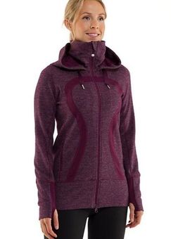 Lululemon Stride Jacket Womens 6 Purple Hooded Thumb Holes Zipper