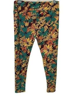 LuLaRoe tall & curvy leggings floral yellow green Size undefined