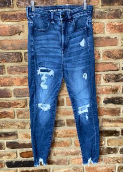 American eagle distressed dark wash blue jeggings