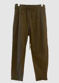 Linen-cotton blend drawstring pant