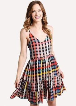 Carolina K Womens Dress XS Multicolored Plaid Marieta Sleeveless