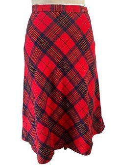 Pendleton Vintage A-Line Midi Red Tartan Plaid Wool 70s 60s Skirt -Small/  size 6 - $54 - From Erin