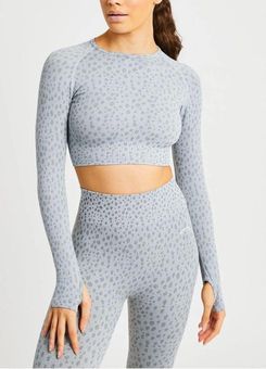 AYBL light grey evolve speckle seamless long sleeve crop top Gray