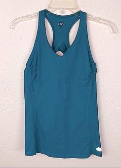 ALO Yoga Racerback Athletic Tank Top w/ Built in Bra Women's Size Small Teal