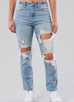 High-waisted Mom Jeans - Blue