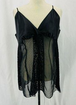 Cacique Lane Bryant Black Satin Velvet Sheer Babydoll Negligee Size 18/20 -  $50 - From W