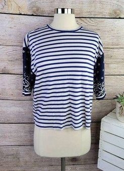 Scotch & Maison Scotch Bandana Striped Paisley Top Blue White Size Small - $35 - From Tiffany