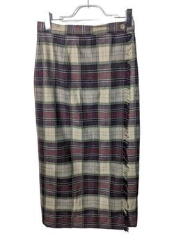 Talbots Plaid Wrap A-Line Skirt