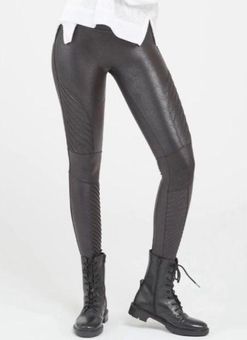 SPANX- Faux Leather Moto Leggings Grey Small