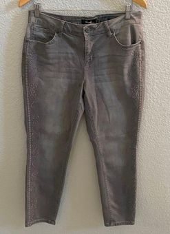 Earl Jean 𝅺s Gray Embroidered Skinny Ankle Jeans Size 12 - $24 - From  Sharla