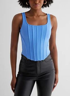 EXPRESS Body Contour High Compression Corset Cropped Tank Blue