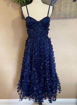 Navy Blue Lace Midi Dress - Blue Bustier Dress - Strapless Dress - Lulus